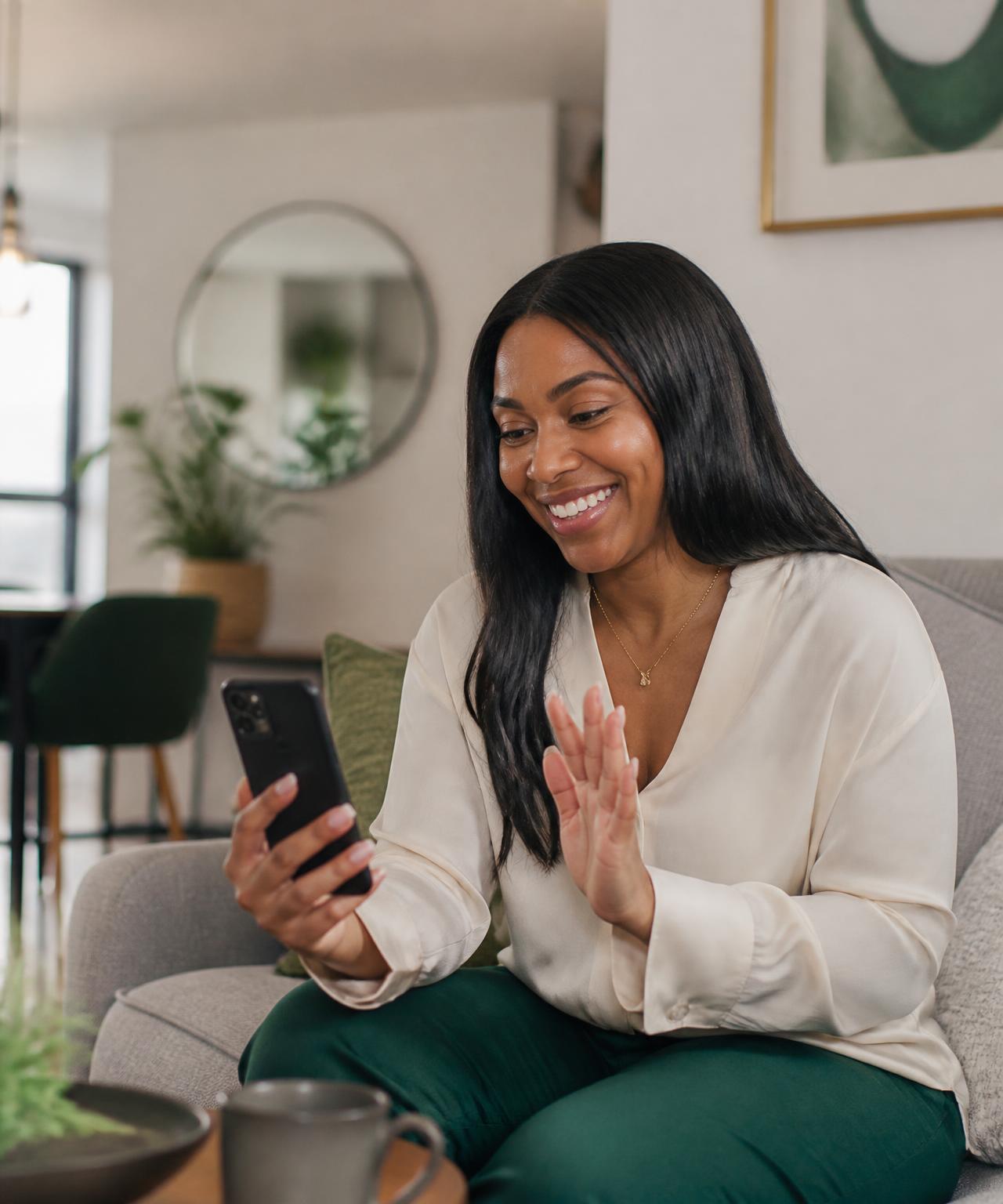 A Nigerian woman checking in with family from abroad